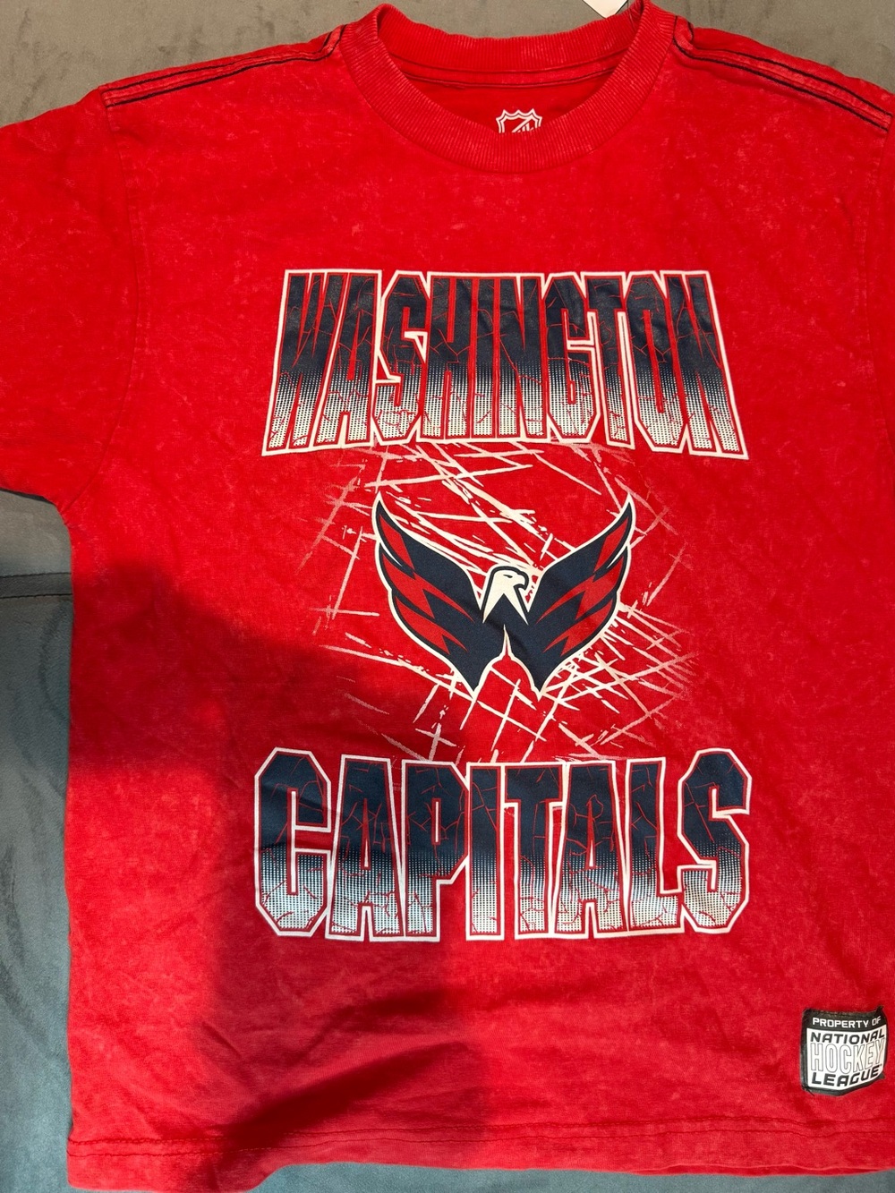 NHL Washington Capitals Red Tee with Navy and White Graphics